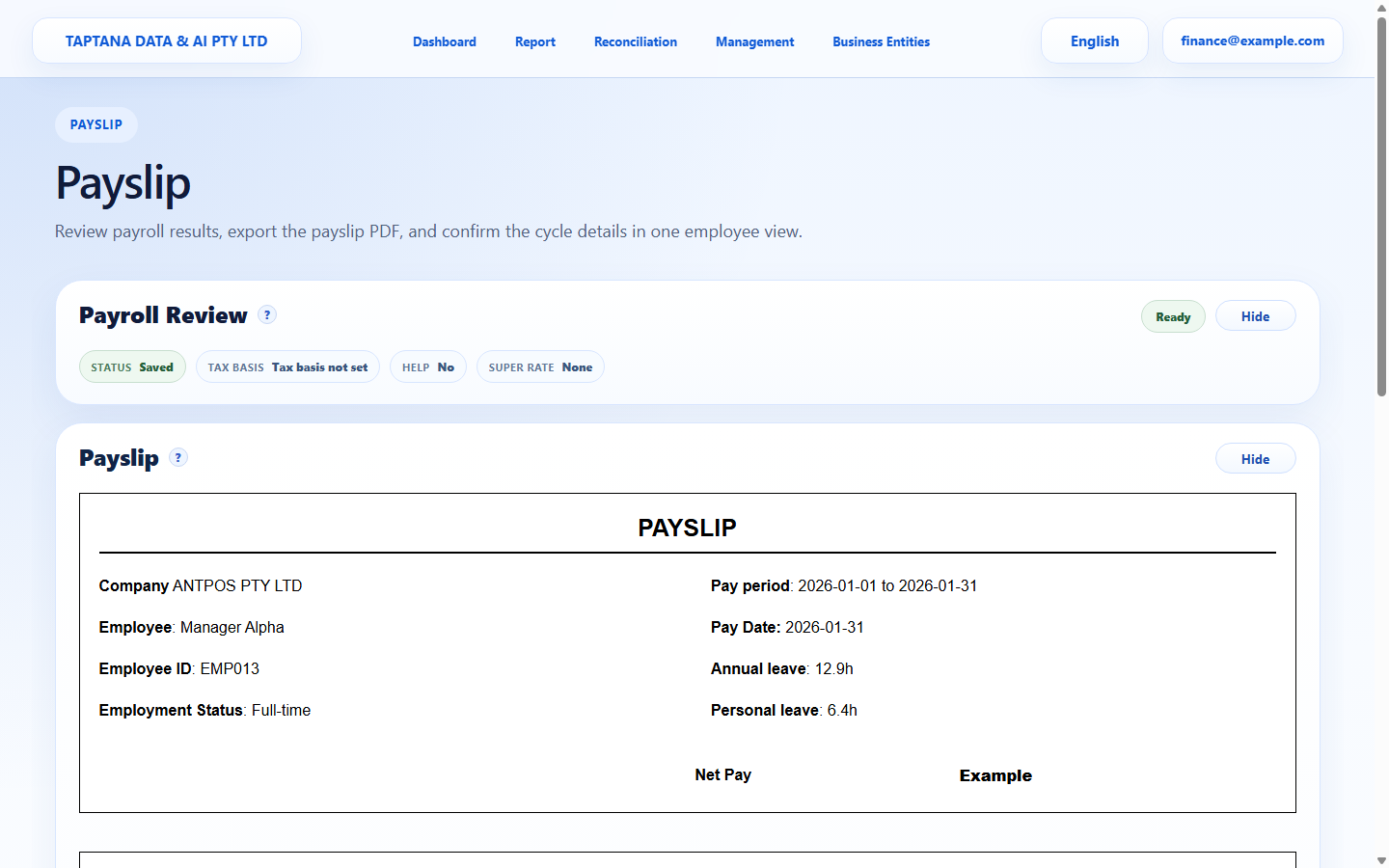 Open the payslip creator screenshot