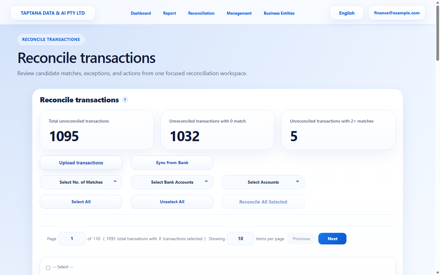 Download the bank transaction template screenshot